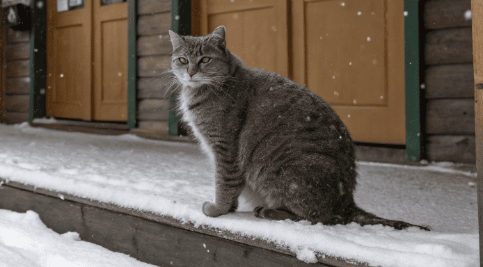 Худющая кошка сутки не отходила от закрытого магазина! Когда открыли дверь – стало не по себе